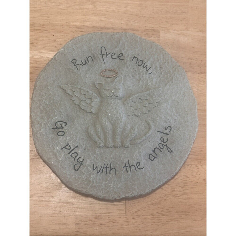 Pet Memorial Garden Stone Dog Grave Marker Plaque w/ Inscription‎ 'Run Free' NEW